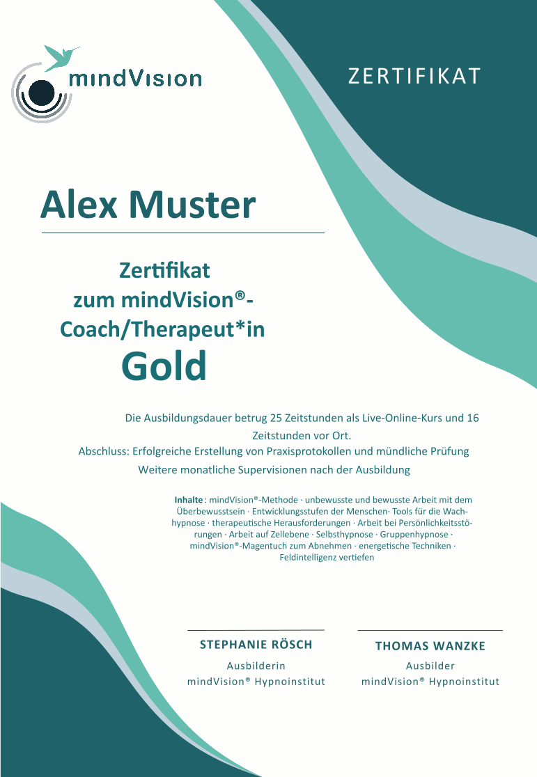 Zertifikat mindVision Gold